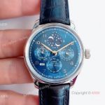 V9 Factory Replica IWC Perpetual Calendar Chronograph Blue Dial Moonphase Watch